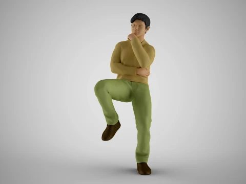 Uomo premuroso seduto Modello di stampa 3D