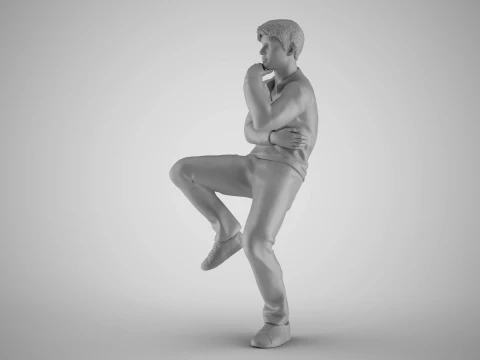 Thoughtful Man Sitting 3D Print Model