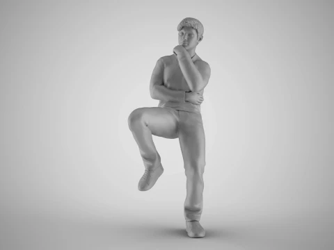 Thoughtful Man Sitting 3D Print Model