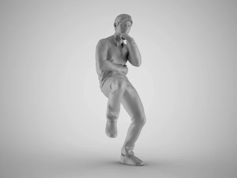 Thoughtful Man Sitting 3D Print Model