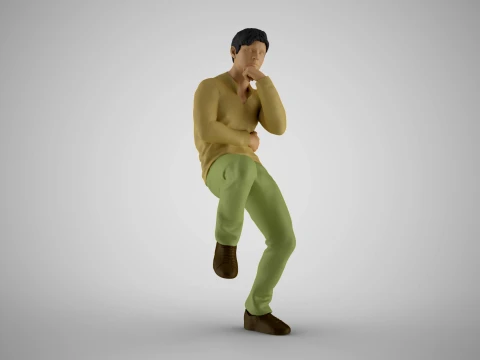 Thoughtful Man Sitting 3D Print Model