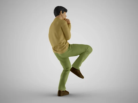 Thoughtful Man Sitting 3D Print Model