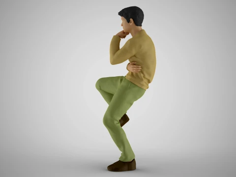 Thoughtful Man Sitting 3D Print Model
