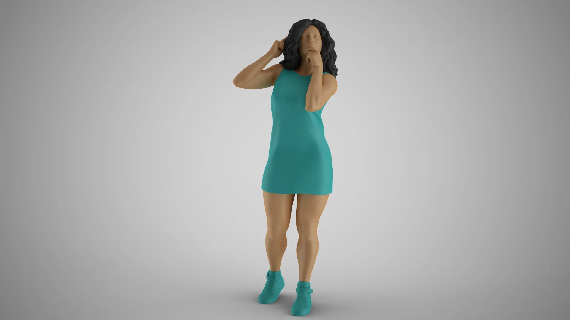 Girl Using her Brain 3D Print Model .c4d .max .obj .3ds .fbx .stl .blend