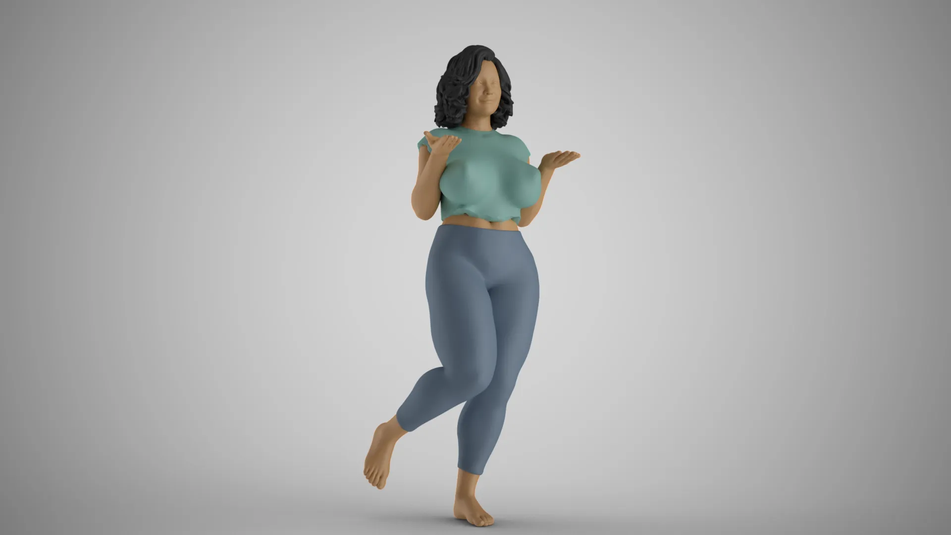 Girl Holding Empty Hands 3D Print Model .c4d .max .obj .3ds .fbx .stl .blend 
