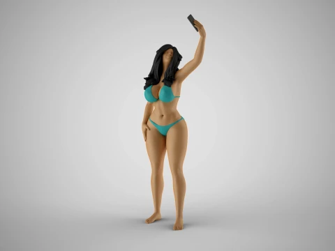 Chica obtener selfie contra el fondo Modelo de impresión 3D