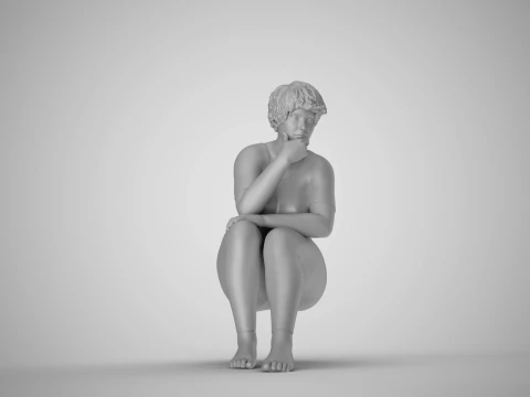 Thoughtful Woman Sitting 2 3D Print Model