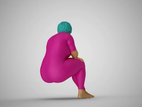 Thoughtful Woman Sitting 2 3D Print Model