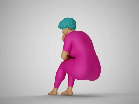 Thoughtful Woman Sitting 2 3D Print Model
