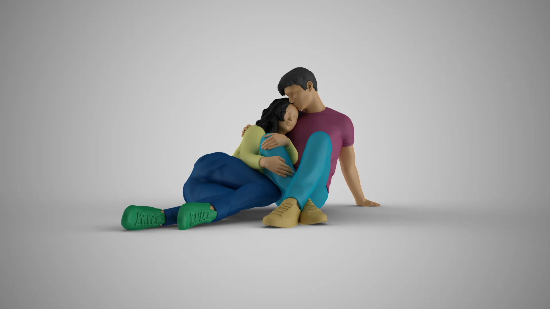 Lovers in the Park 3D Print Model .c4d .max .obj .3ds .fbx .stl .blend