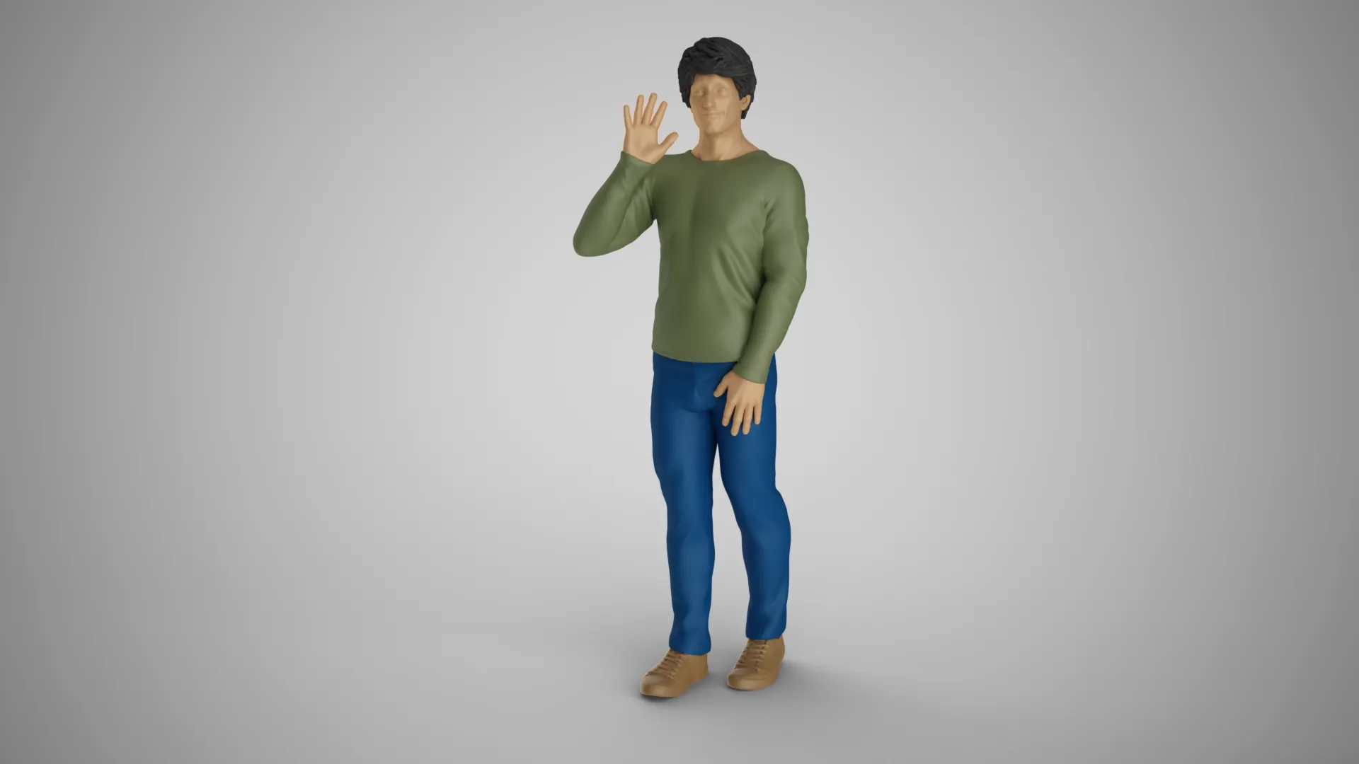 Man Farewelling 3D Print Model .c4d .max .obj .3ds .fbx .stl .blend 