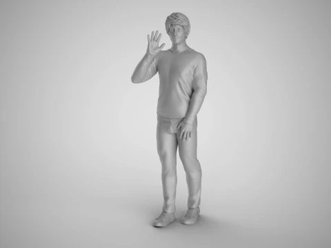 Man Farewelling 3D Print Model