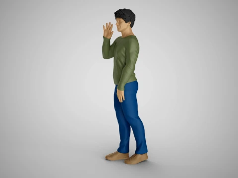 Man Farewelling 3D Print Model