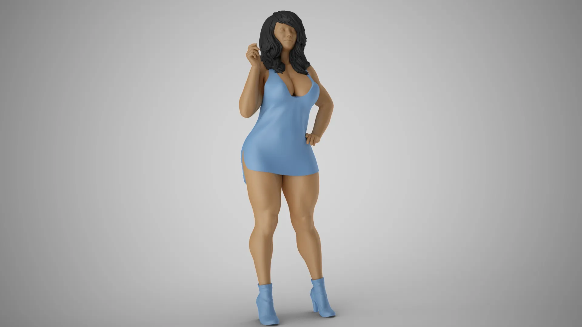 Girl Awesome Timing 3D Print Model .c4d .max .obj .3ds .fbx .stl .blend 