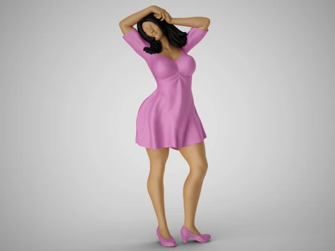Fille aux r&ecirc;ves rose poudr&eacute; Modèles 3D en vedette