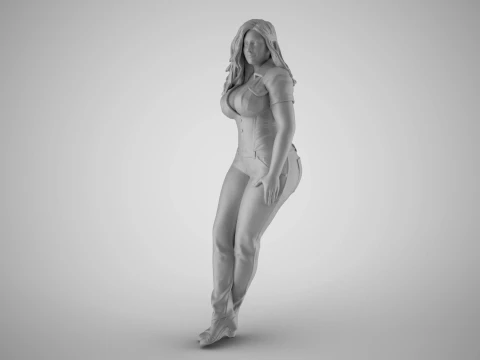 Lady Leaning on Porch 3D Print Model