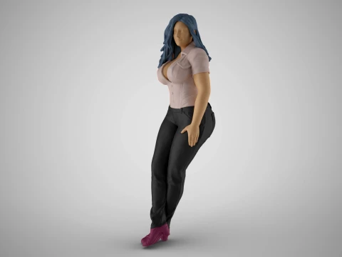 Lady Leaning on Porch 3D Print Model