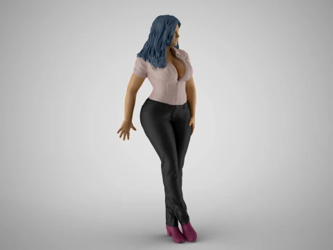 Lady Leaning on Porch 3D Print Model