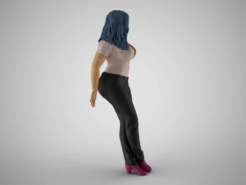 Lady Leaning on Porch 3D Print Model