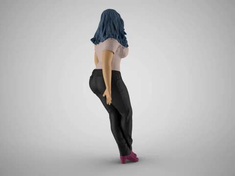 Lady Leaning on Porch 3D Print Model