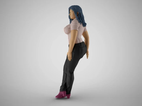 Lady Leaning on Porch 3D Print Model