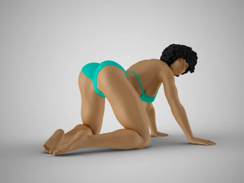 Girl Looks Messy 3D Print Model
