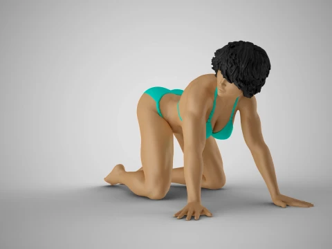 Girl Looks Messy 3D Print Model