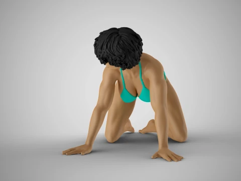 Girl Looks Messy 3D Print Model