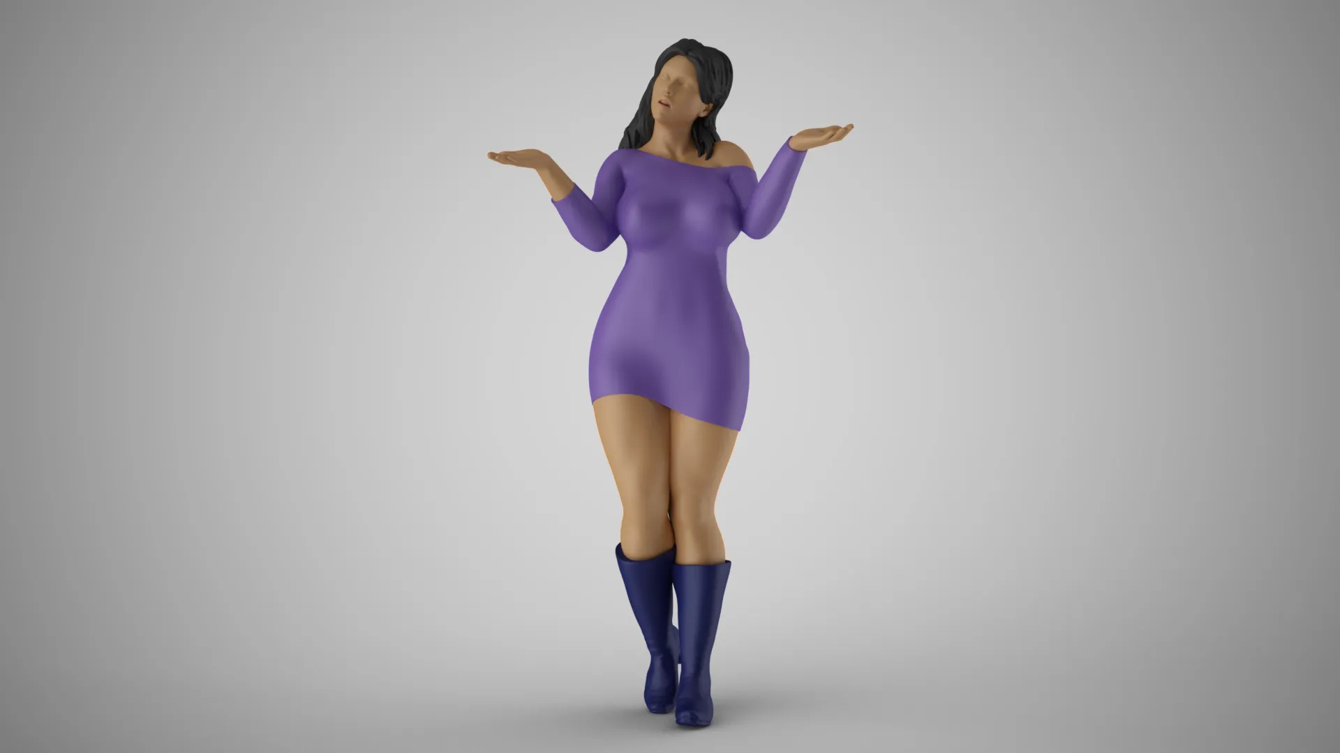 Unaware Woman 3 3D Print Model .c4d .max .obj .3ds .fbx .stl .blend 