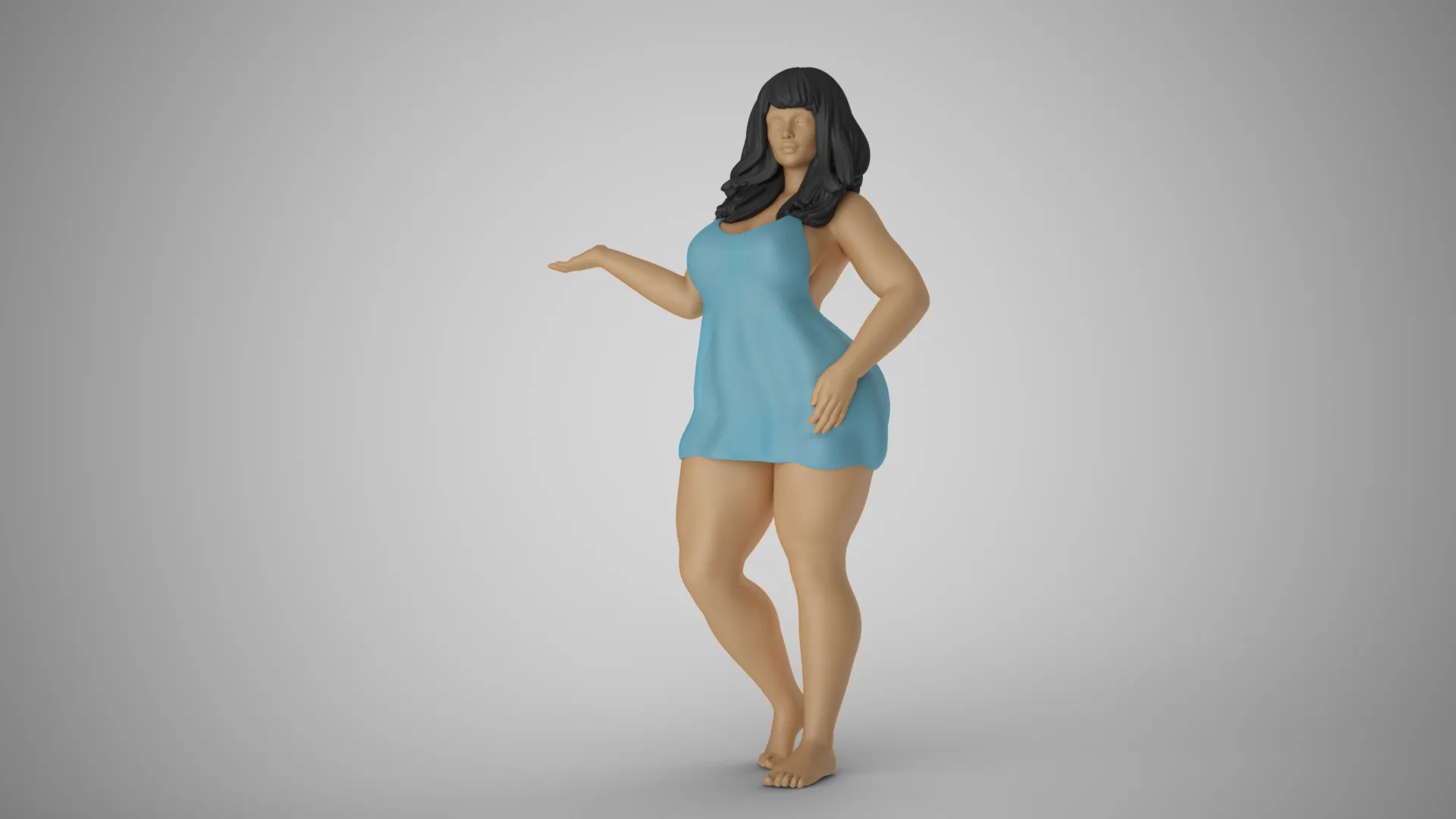 Woman Presenting Something 3D Print Model .c4d .max .obj .3ds .fbx .stl .blend