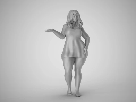 Woman Presenting Something 3D Print Model