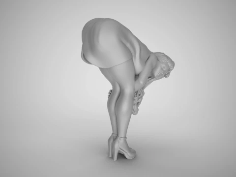 Girl Bend Over and Touch Legs 3D Print Model