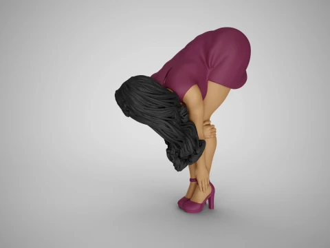 Girl Bend Over and Touch Legs 3D Print Model