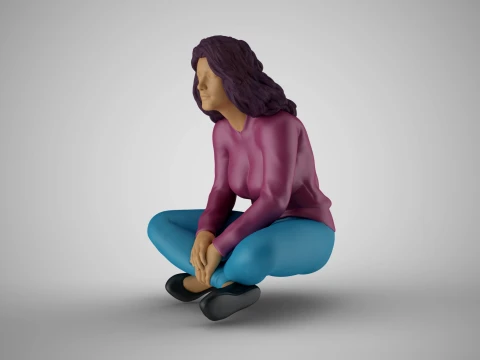 Girl Sitting on Steps 3D Print Model