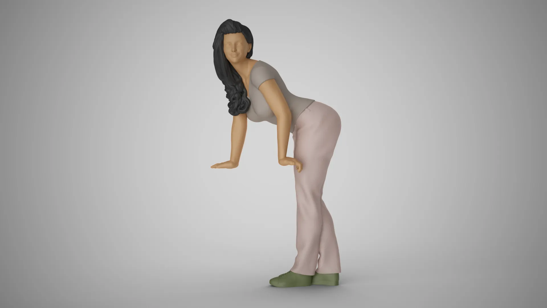 Woman Pushing Table 3D Print Model .c4d .max .obj .3ds .fbx .stl .blend