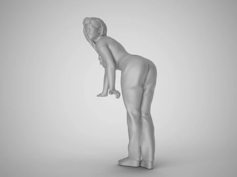 Woman Pushing Table 3D Print Model