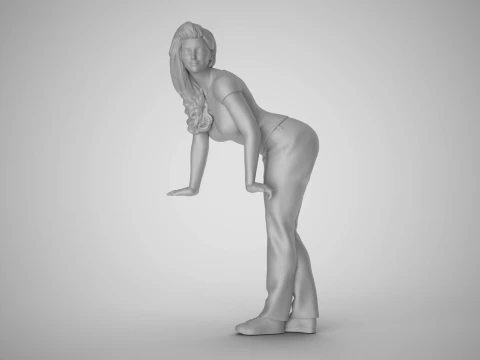 Woman Pushing Table 3D Print Model
