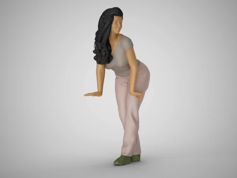 Woman Pushing Table 3D Print Model