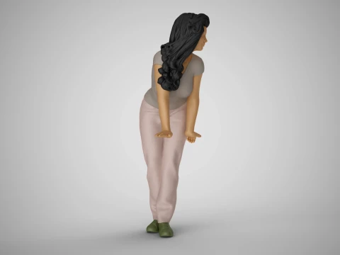 Woman Pushing Table 3D Print Model