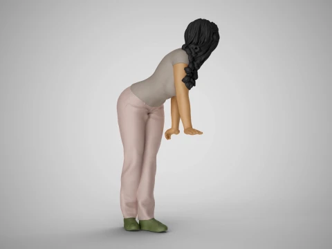 Woman Pushing Table 3D Print Model