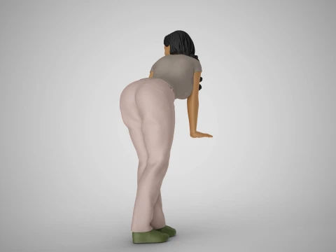 Woman Pushing Table 3D Print Model