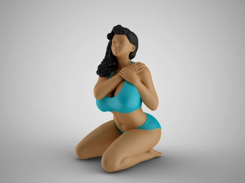 Alone Girl Hugs Her Soul 3D Print Model