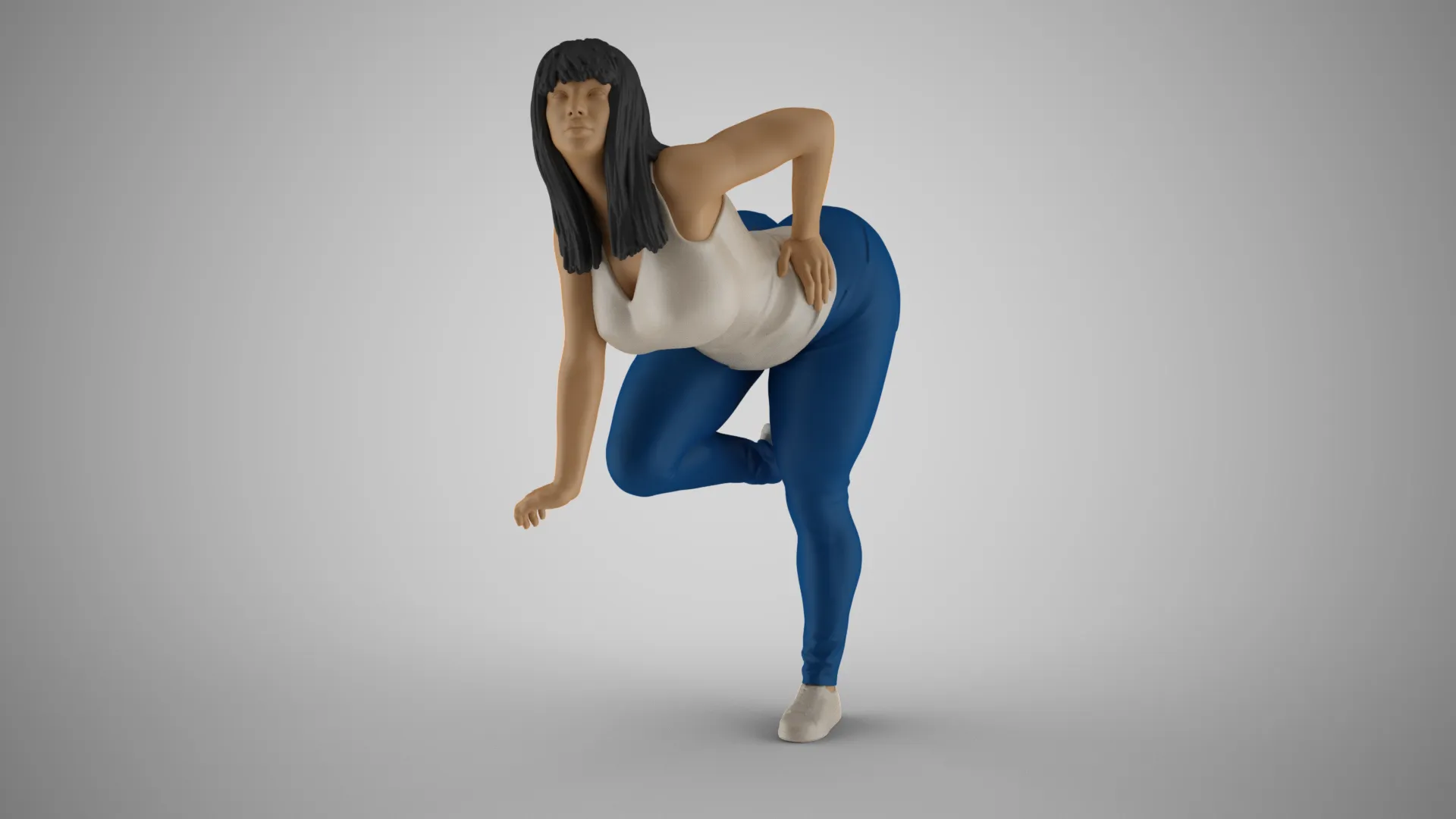 Girl on Fence 3D Print Model .c4d .max .obj .3ds .fbx .stl .blend