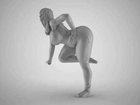 Girl on Fence 3D Print Model