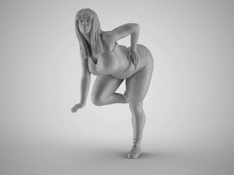 Girl on Fence 3D Print Model