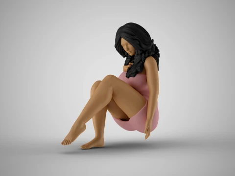 Garota no Spa Geot&eacute;rmico Modelo de Impressão 3D