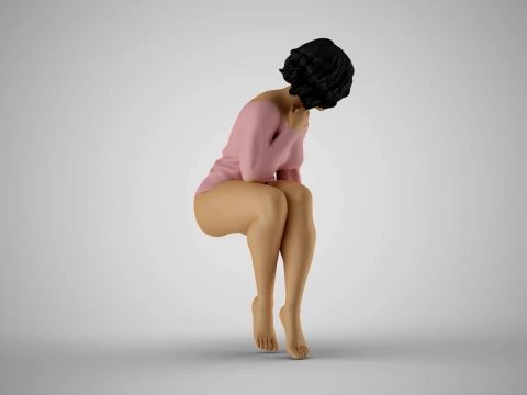 Girl Plunge into Memories 3D Print Model
