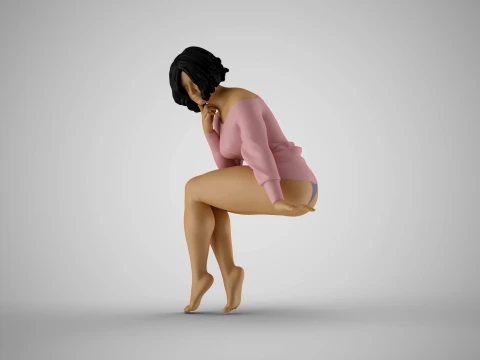 Girl Plunge into Memories 3D Print Model