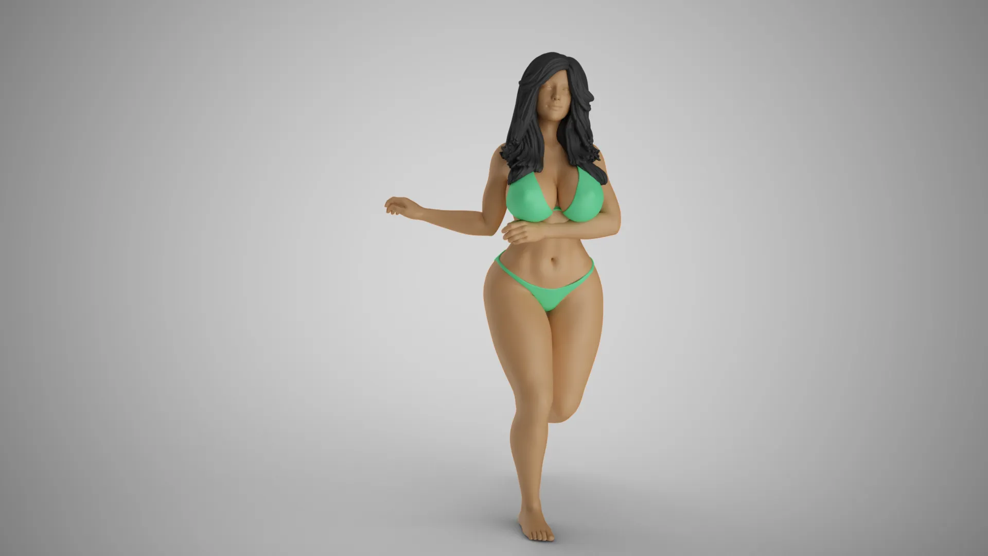 Girl Running in Water 3D Print Model .c4d .max .obj .3ds .fbx .stl .blend 