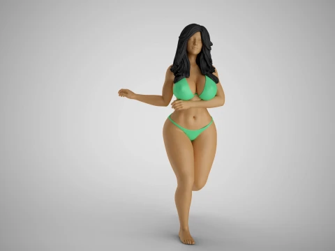 Menina correndo na &aacute;gua Modelo de Impressão 3D